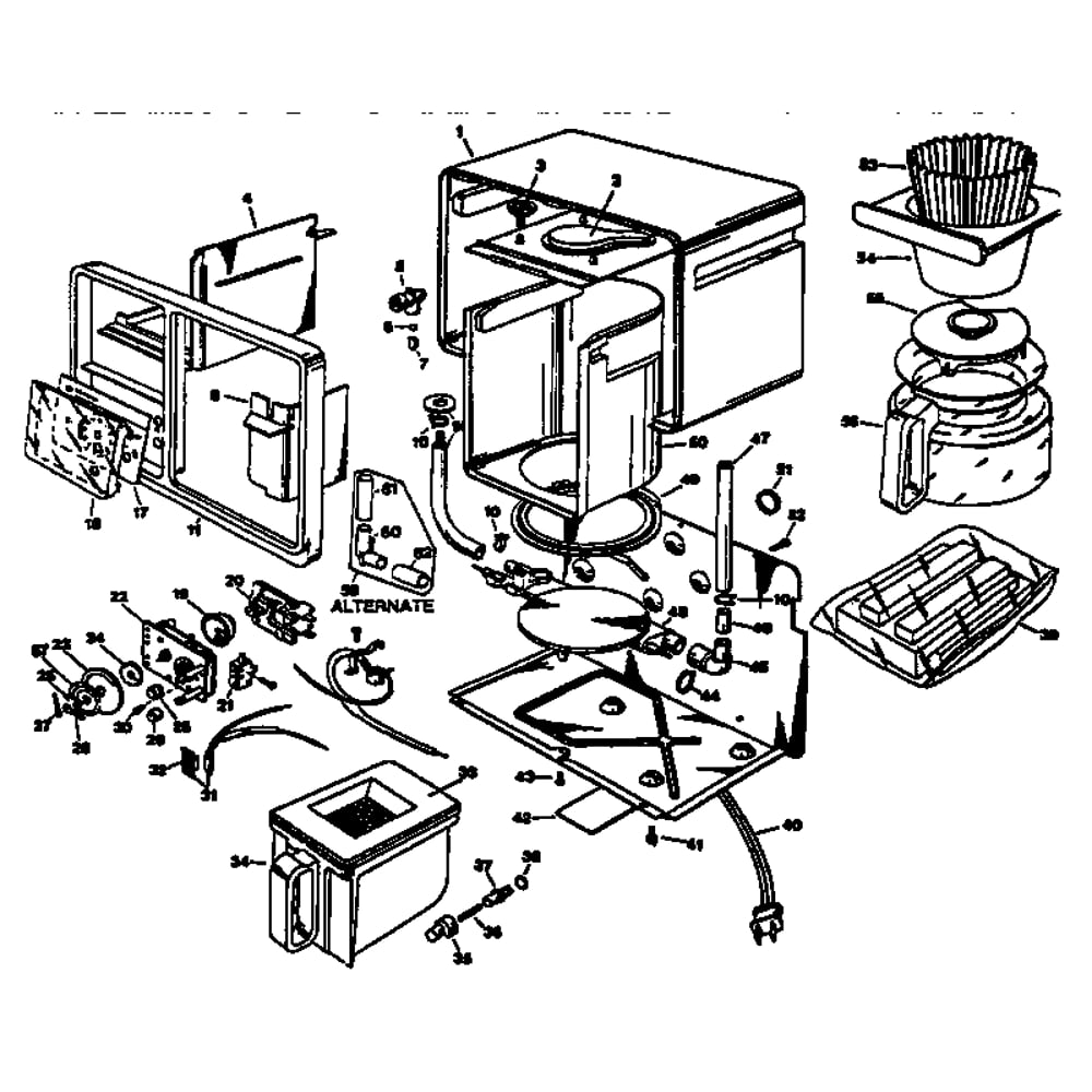 Service Information Diagram and Parts List for SDC2C-TYPE1  Black and Decker Coffee Maker